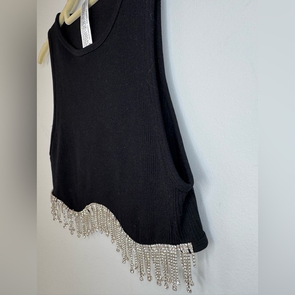 Zara Black Embellished Crop Tank Top - Picture 8 of 17